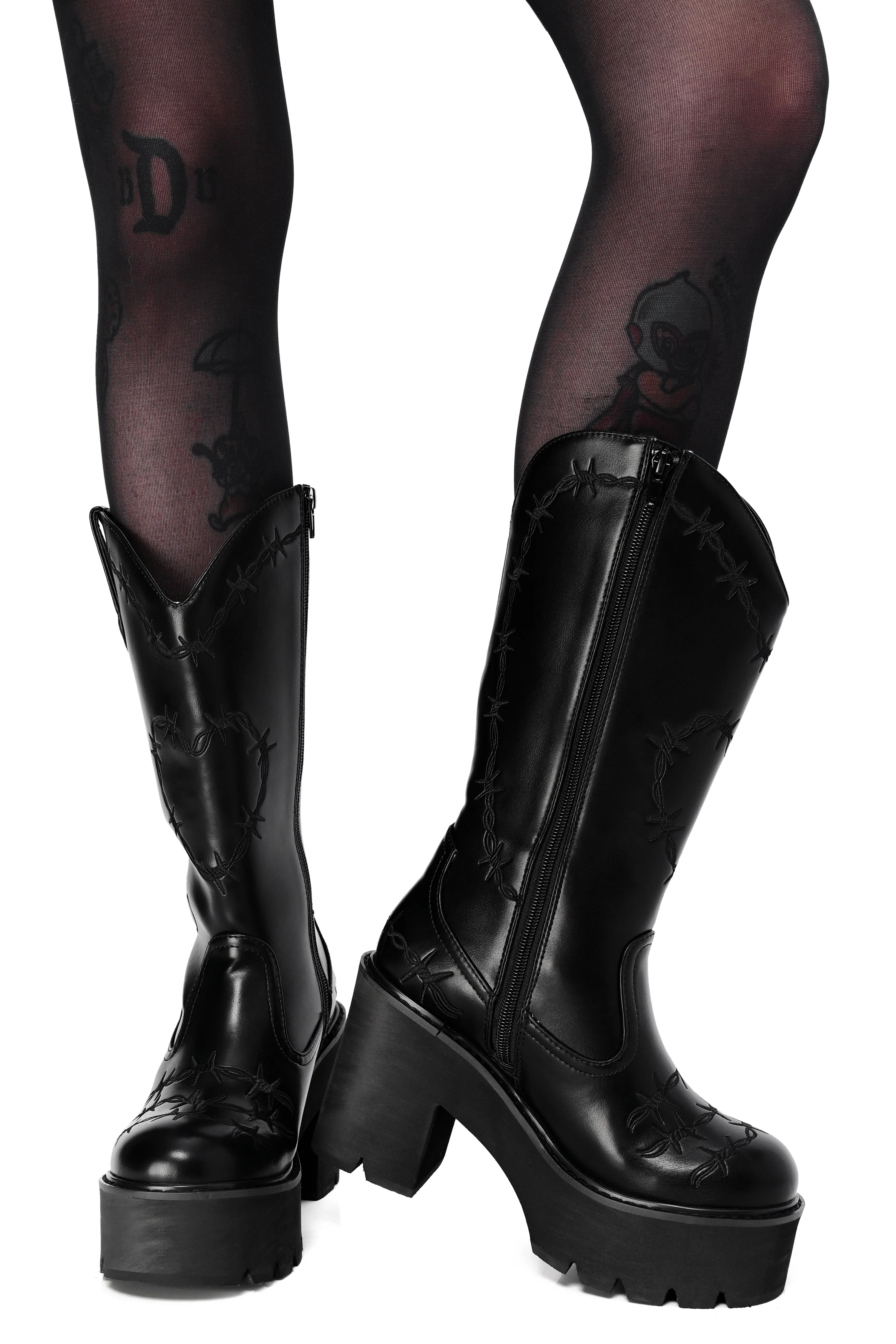 Barbed Wire Wide Calf Platform Cowboy Boots - Sign Up For Restock Notifications! - Image 4
