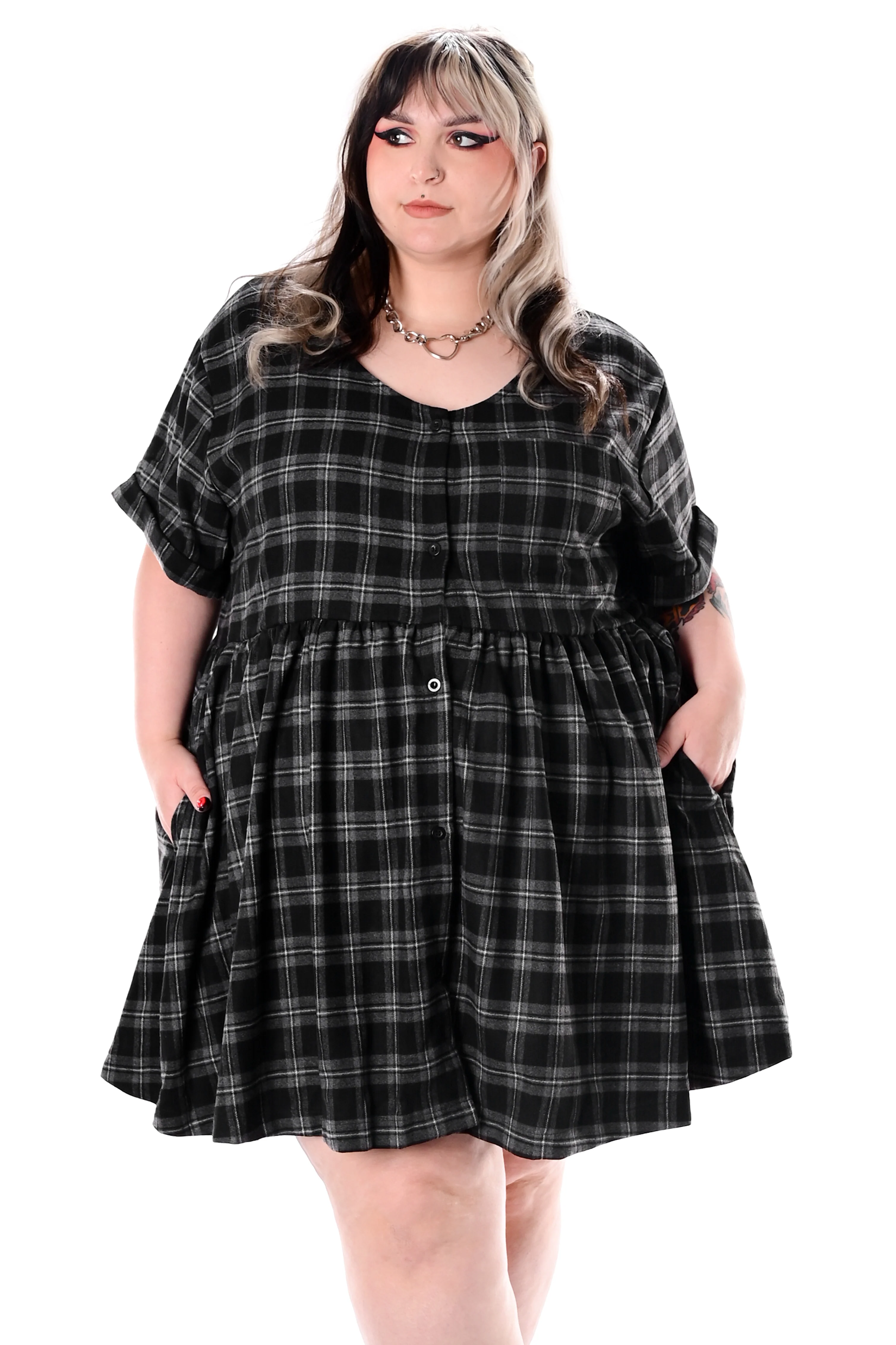 Plaid Babydoll Dress - Image 2